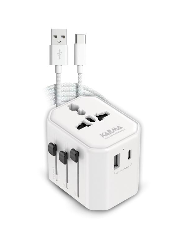 ADATTATORE DA VIAGGIO MULTIPRESA CON 2 PORTE USB E CAVO (CC 9600USBC)