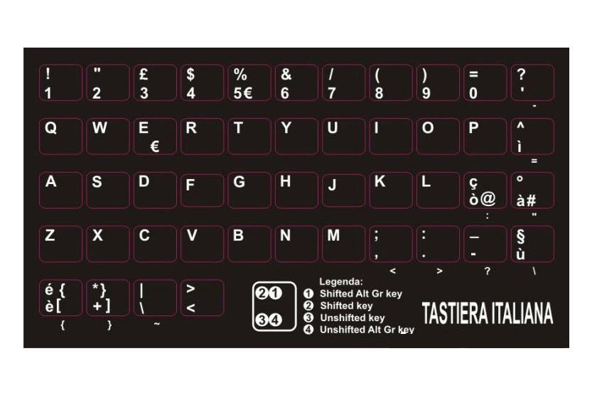 ADESIVI TASTIERA ITALIANA STICKERS NETBOOK/NOTEBOOK - TASTI PICCOLI ITA