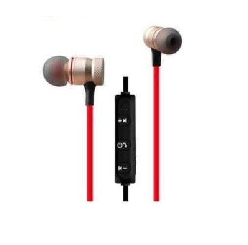 AURICOLARI CUFFIA SOUND STEREO WIRELESS SPORTS CON MICROFONO E CONTROLLI - ROSSO/BIANCO