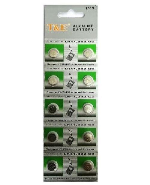 BATTERIE BOTTONE MINI 1.55V AG3 LR41 392 G3 ALKALINE (10 PEZZI)