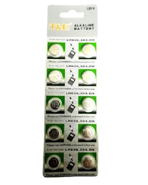 BATTERIE BOTTONE MINI 1.55V AG9 LR936 394 G9 ALKALINE (10 PEZZI)