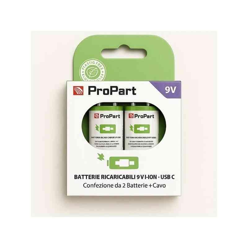 BATTERIE RICARICABILI 9V USB-C 500MAH 7.4V - CONF. 2PZ - EK-RB-08 (2INP7/23/36)