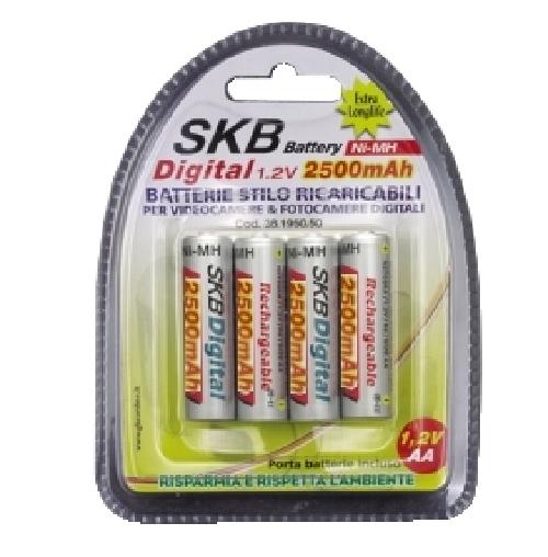 BATTERIE RICARICABILI STILO "AA" 2500MAH CONF. 4PZ (38195055)