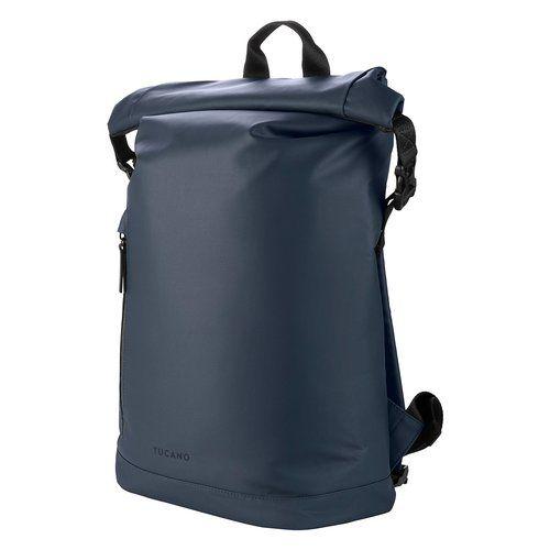 BORSA ZAINO ROLLO PER NOTEBOOK 15,6" E MACBOOK PRO 16" - IN TESSUTO RICICLATO RESINATO TASCA INTERNA E TASCA ESTERNA BLU (BKROL15B)