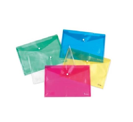 BUSTE PORTADOCUMENTI A4 CON BOTTONE - 5PZ - TRASPARENTI (7019TR)