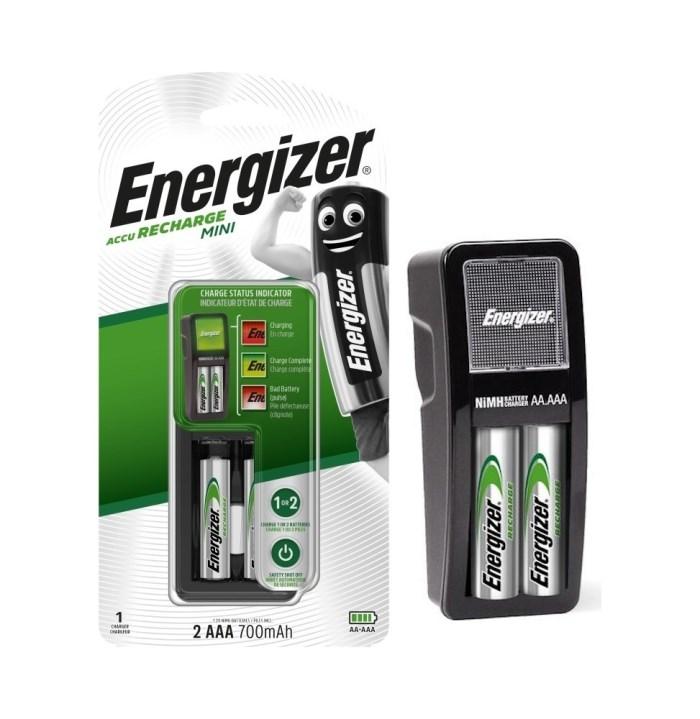 CARICABATTERIE MINI CHARGER PER 2 PILE AA/AAA - INCLUSE 2 PILE MINISTILO RICARICABILI 700MAH
