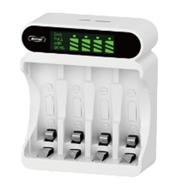 CARICABATTERIE SMART LCD CHARGER PER 4 PILE AA/AAA - MICRO USB/TYPE-C (Q-CD48)