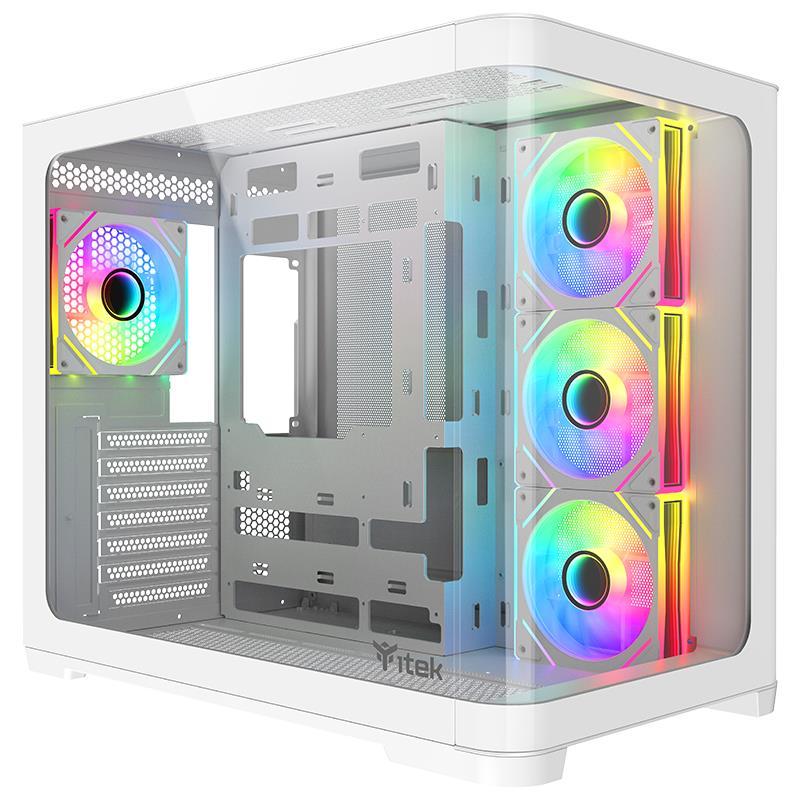 CASE GAMING DARK CAVE CURVED ITGCADCCW - NO ALIMENTATORE - DESIGN CURVO - BIANCO