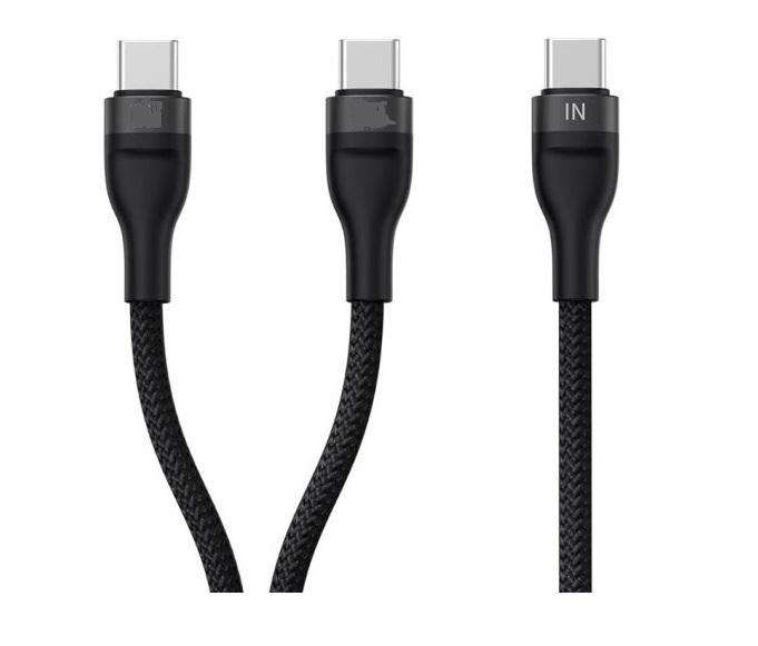 CAVO USB TYPE-C A 2 TYPE-C IN NYLON 1.2MT 100W (CS-NCCC12BL) NERO