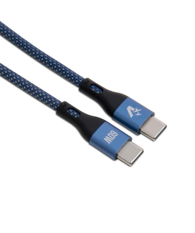 CAVO USB TYPE-C A TYPE-C IN NYLON 1.2MT 60W (CS-NCC12BL) BLU