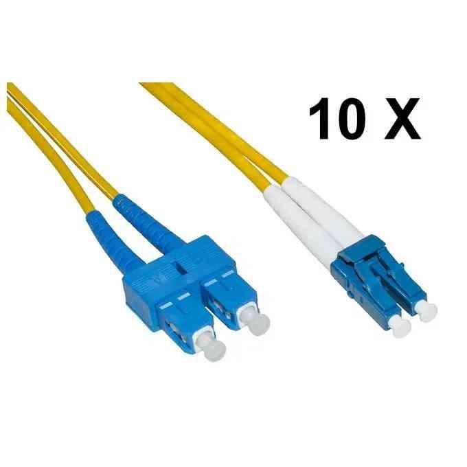 CONFEZIONE 10 CAVI FIBRA OTTICA LC A SC SINGLEMODE DUPLEX OS2 MT.1 (LKLCSC901E)