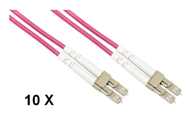 CONFEZIONE 10 CAVO FIBRA OTTICA LC A LC MULTIMODE DUPLEX OM4 GUAINA 2 MM 50/125 MT.1 (LKLCLC4501E)