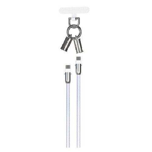 CORDINO CON CAVO CARICA TIPO-C TRACOLLA 1.2MT PORTA TELEFONO VIOLA (DEWLCC152P)