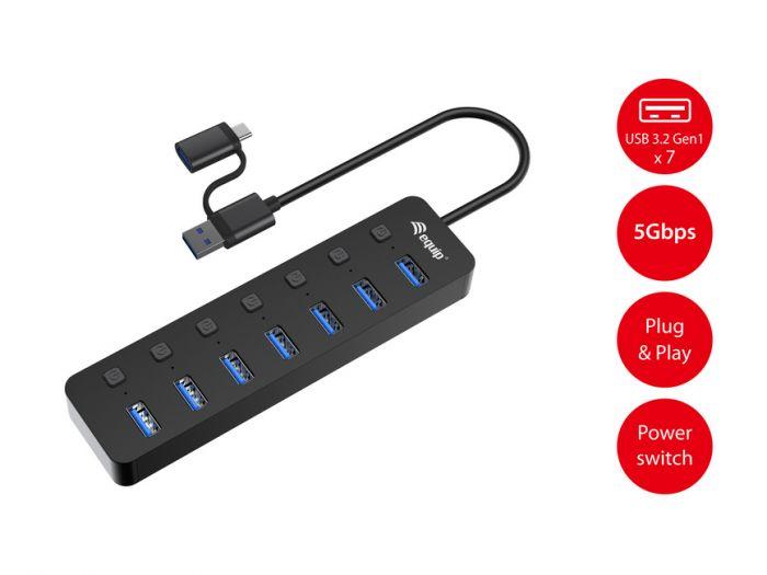 HUB USB 3.2 GEN 1 A 7 PORTE CON ALIMENTATORE (128965)