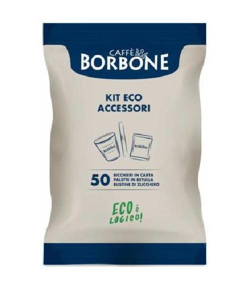 KIT ACCESSORI ECOLOGICO 50PZ BICCHIERINI DI CARTA + PALETTE + BUSTINE ZUCCHERO