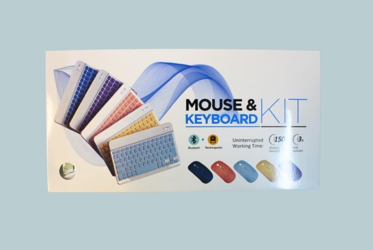 KIT MINI TASTIERA E MOUSE BLUETOOTH WIRELESS BT028 CELESTE