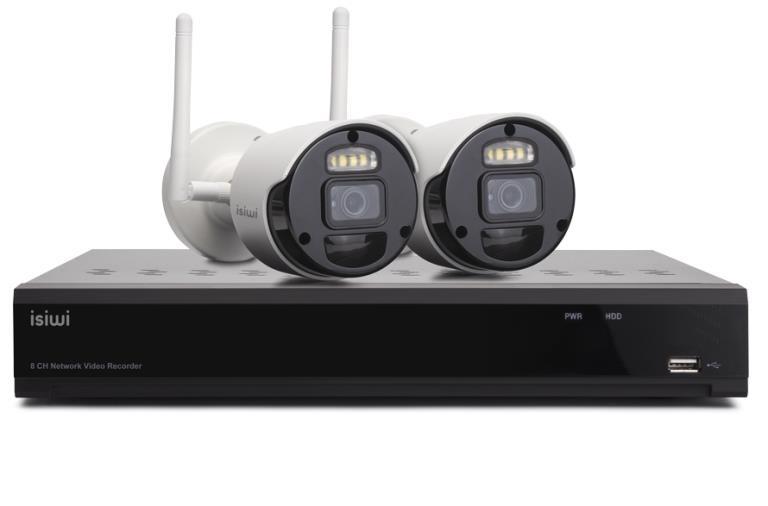 KIT SISTEMA DI SORVEGLIANZA NVR 8 CANALI + 2 TELECAMERE (ISW-K1N8BF2MP-2 GEN1) WIRELESS PIR