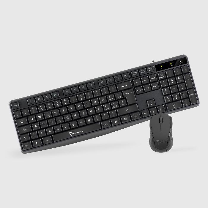 KIT TASTIERA + MOUSE NERA (TM-KM002) CON CAVO USB