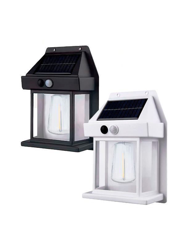 LAMPADA RICARICA SOLARE A PARETE ESTERNO BK-888D NERA - LUCE CALDA - SENSORE DI MOVIMENTO