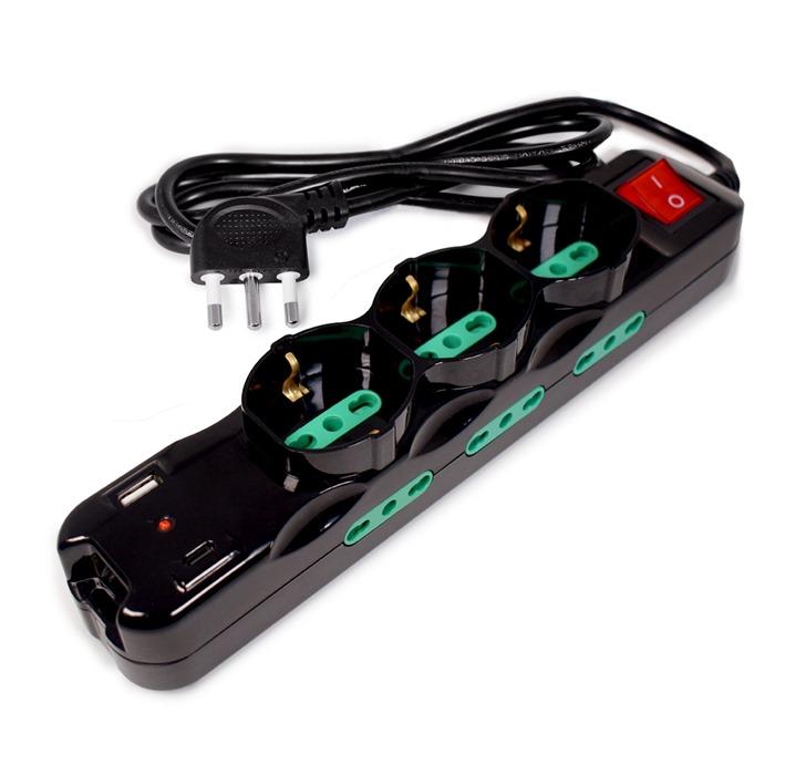 MULTIPRESA POWER CLEANER 9: INGRESSO ITALIA - 3 USCITE ITALIA/SCHUKO - 6 USCITE ITALIA 10/16A - PORTA USB - TOGETHER ON (FMP9IIGUSB)