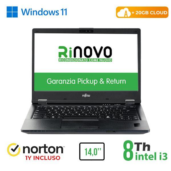 NOTEBOOK FUJITSU E5490 INTEL CORE I3-8 GEN. 14" 8GB 256GB SSD WINDOWS 11 PRO + NORTON ANTIVIRUS + 20GB CLOUD - RICONDIZIONATO (RN52422311)