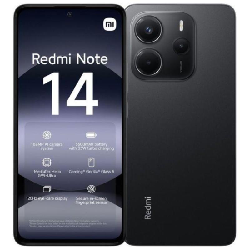 SMARTPHONE REDMI 14 - 8+256GB MIDNIGHT BLACK NERO 4G DUAL SIM