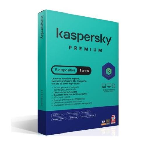 SOFTWARE ANTIVIRUS PREMIUM 1 ANNO 5 DISPOSITIVI SLIMBOX (KL1047T5EFS-SSB)