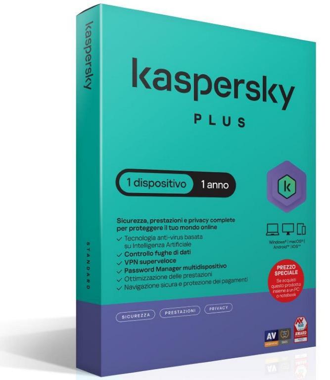 SOFTWARE BOX PLUS SUPERSLIM BOX ANTIVIRUS FIREWALL 1 ANNO 1 DISPOSITIVO (KL1042T5AFS-SSBATT)