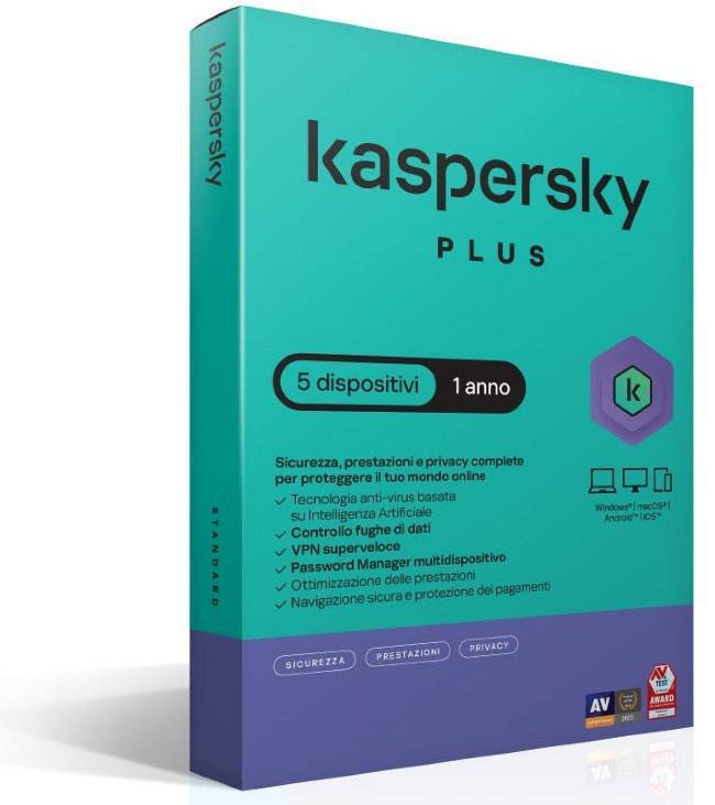 SOFTWARE SUPERSLIMBOX PLUS ANTIVIRUS FIREWALL FULL 1 LICENZA 1 ANNO 5 DISPOSITIVI (KL1042T5EFS-SSB)
