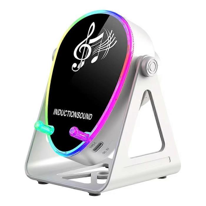 SUPPORTO TELEFONO CON RICARICA WIRELESS + CASSA BLUETOOTH (INDUCTIONSOUND) 2IN1 BIANCO