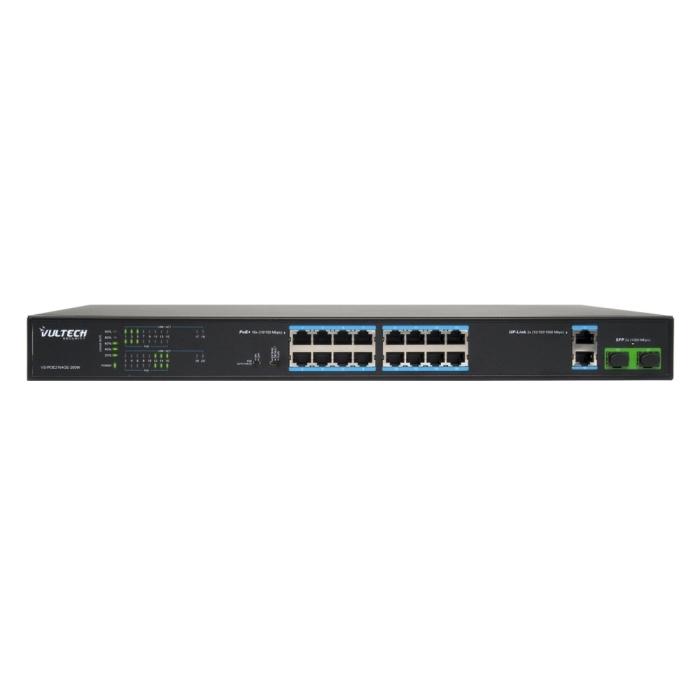 SWITCH POE+ (UNMANAGED) 16 PORTE 10/100 FE + 2 PORTE UPLINK 10/100/1000 GE + 2 PORTE SFP 1000 MBPS (VS-POE2164GE-200W)
