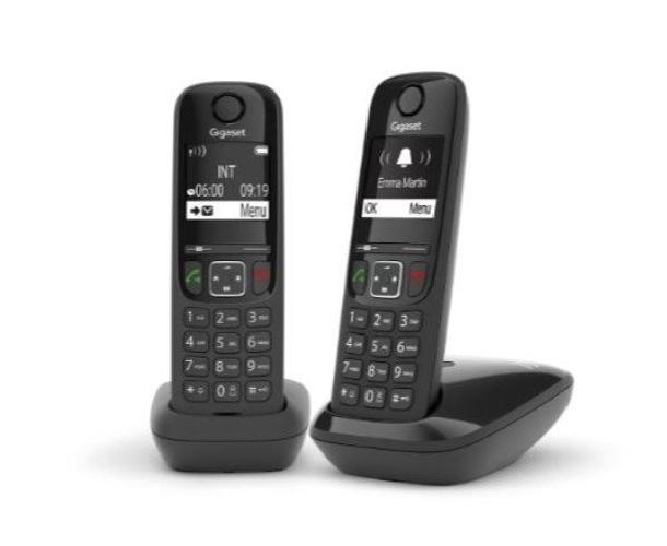 TELEFONO CORDLESS GIGASET AS690A DUO NERO SEGRETERIA (L36852-H2836-K101)