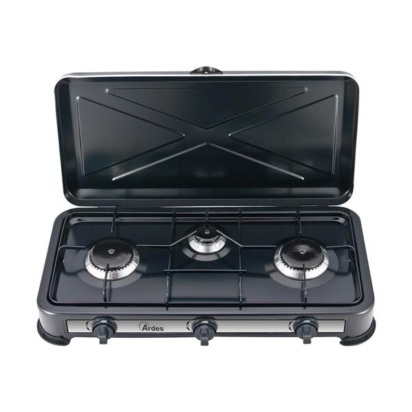 Fornello A Gas GPL Parker 3 Fuochi Per Esterno - Made In Italy, Smaltato Bianco Con Coperchio - Foto 3